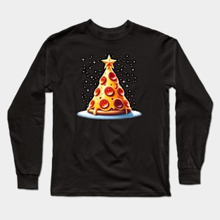 Pizza Xmas Tree, Christmas Style Pizza Lover Long Sleeve T-Shirt